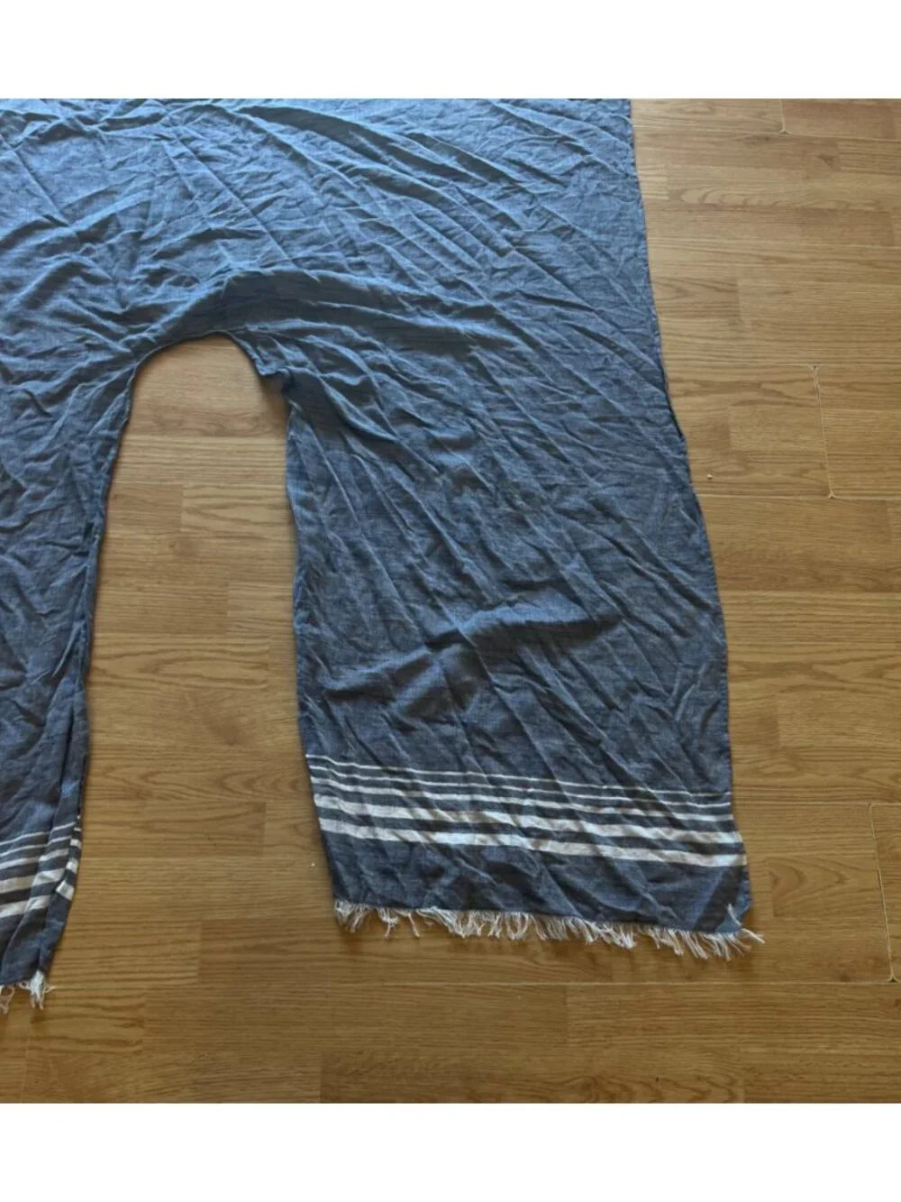Tommy Bahama Striped Blue & White Cotton Wrap With Fringe Lightweight Beach Boho